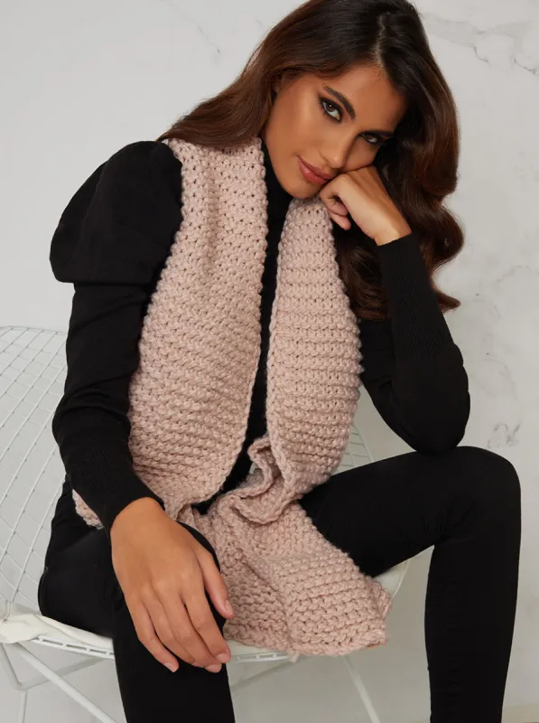 Knitted Scarf in Pink sold by Chi Chi London