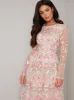 Long Sleeved Floral Embroidered Maxi Dress in Pink sold by Chi Chi London