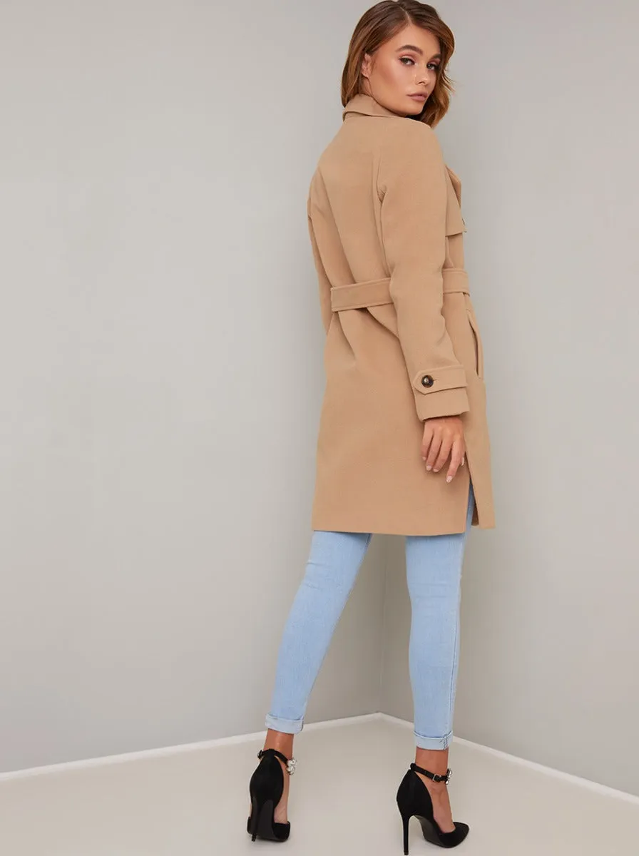 Wrap Design Lapel Coat in Brown sold by Chi Chi London product image thumbnail 4