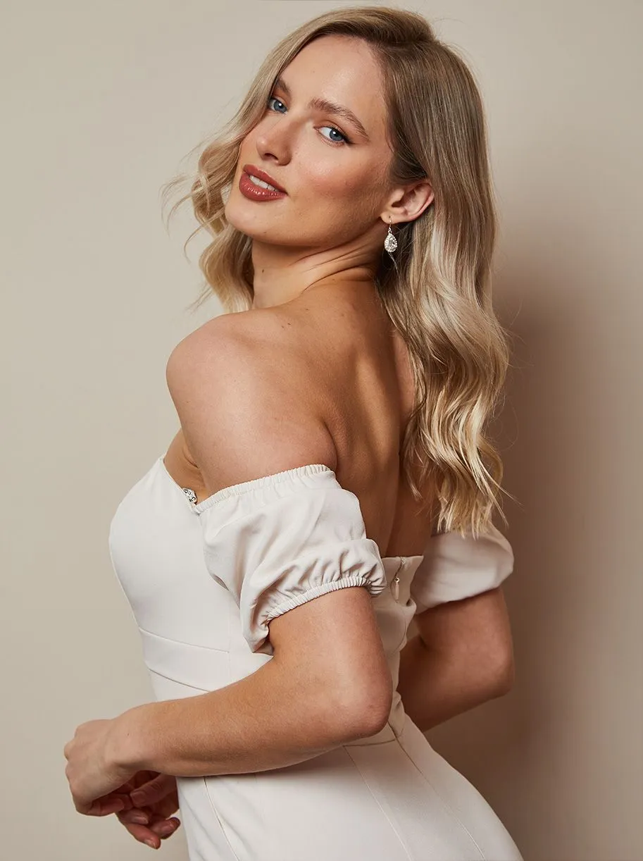 Bardot Flare Jumpsuit in Cream sold by Chi Chi London product image thumbnail 4