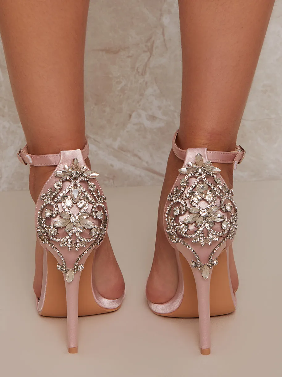 Embellished Stiletto Heel Sandals in Mink sold by Chi Chi London product image thumbnail 2