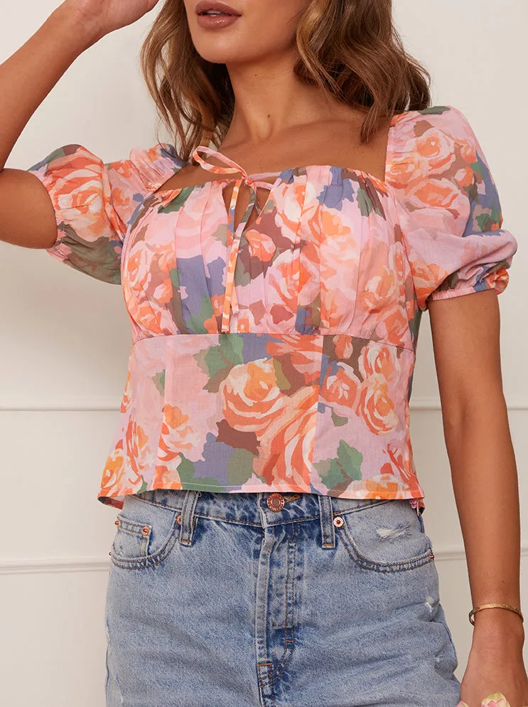 Ruched Bust Floral Top in Pink sold by Chi Chi London product image thumbnail 3