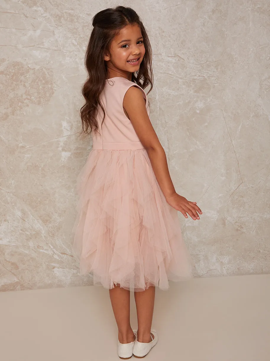 Girls Mesh Layered Tulle Skirt Dress in Pink sold by Chi Chi London product image thumbnail 3