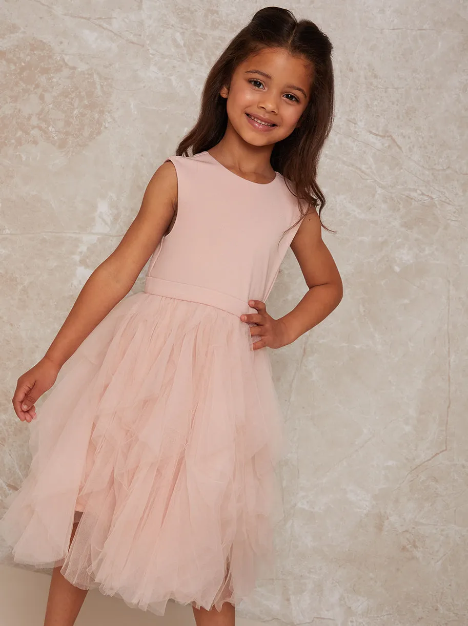 Girls Mesh Layered Tulle Skirt Dress in Pink sold by Chi Chi London product image thumbnail 4
