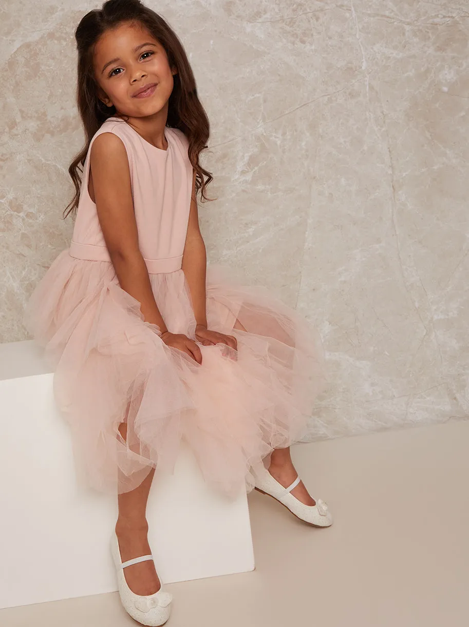 Girls Mesh Layered Tulle Skirt Dress in Pink sold by Chi Chi London product image thumbnail 2