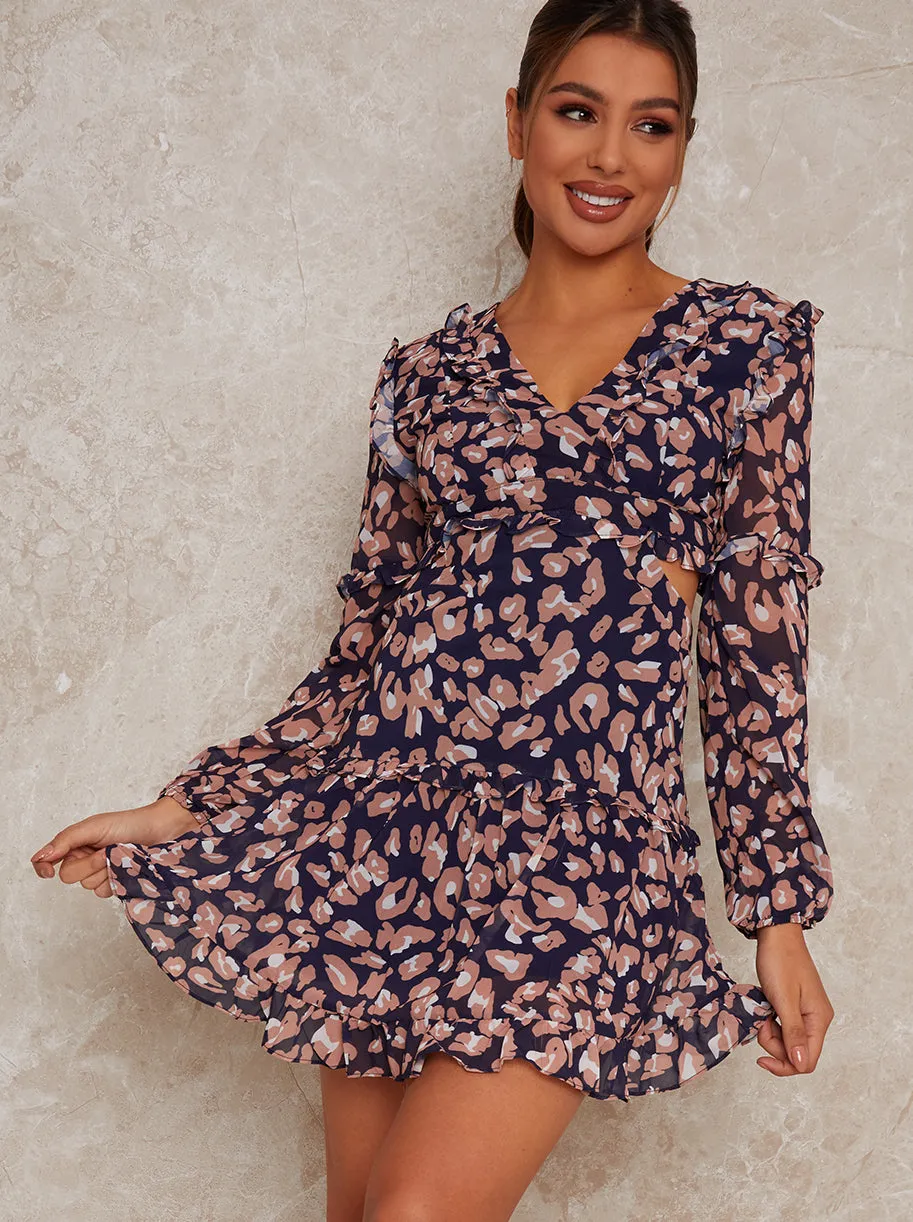 Animal Print Mini Dress in Blue sold by Chi Chi London product image thumbnail 2