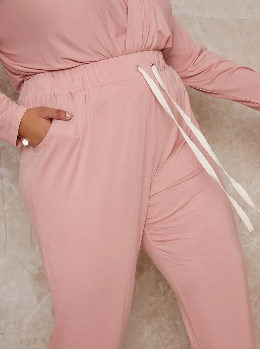 Plus Size Jersey Lounge Jogger in Pink sold by Chi Chi London product image thumbnail 3