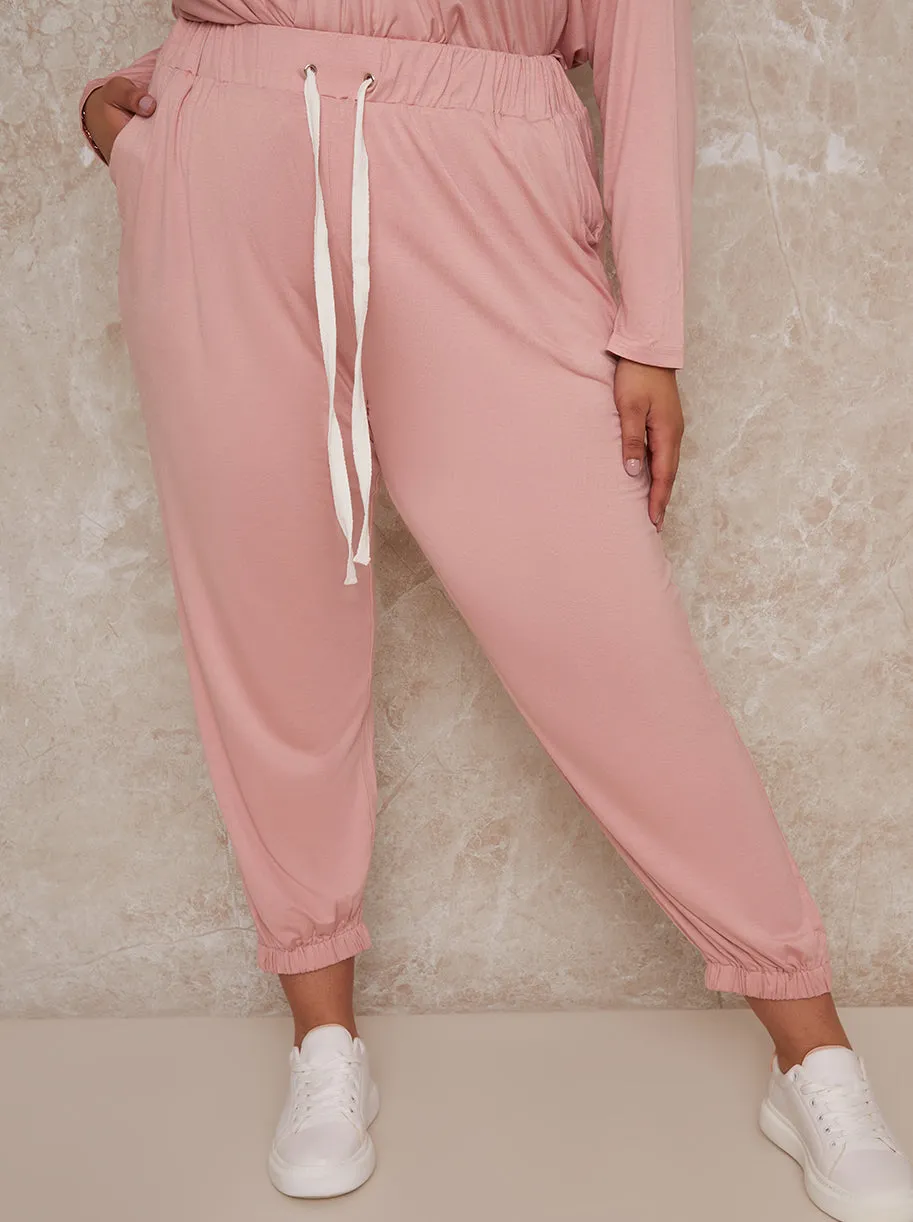 Plus Size Jersey Lounge Jogger in Pink sold by Chi Chi London product image thumbnail 2
