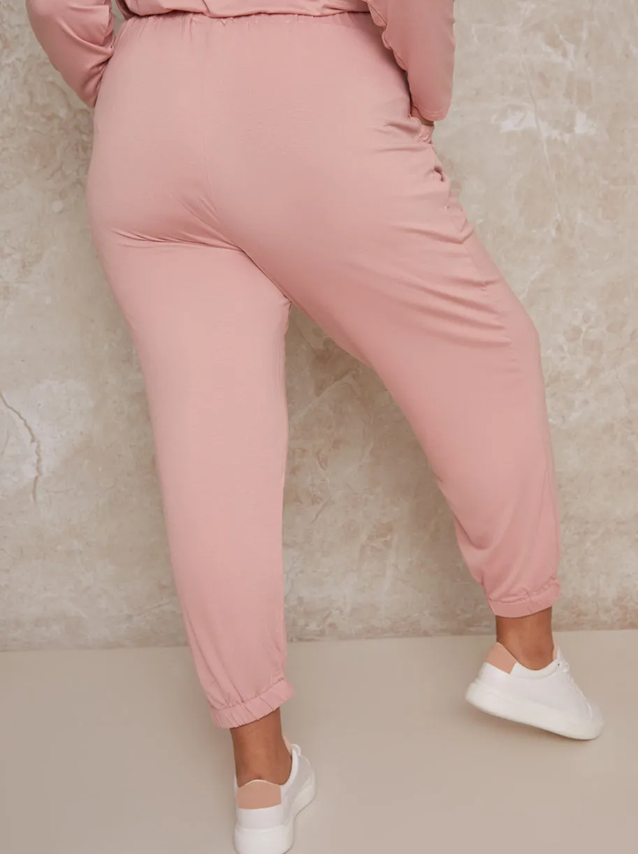 Plus Size Jersey Lounge Jogger in Pink sold by Chi Chi London product image thumbnail 4