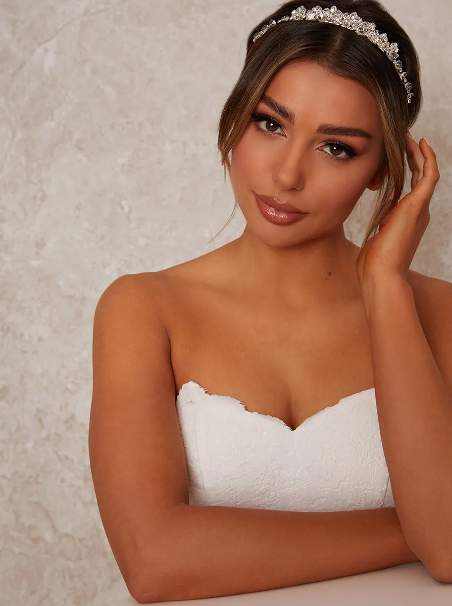 Beaded Floral Diamante Hair Piece in Silver sold by Chi Chi London product image thumbnail 3