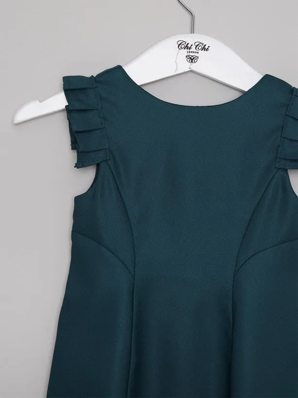 Girls Pleated Sleeve Midi Dress in Green sold by Chi Chi London product image thumbnail 3