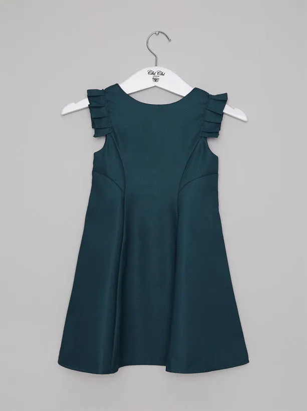 Girls Pleated Sleeve Midi Dress in Green sold by Chi Chi London