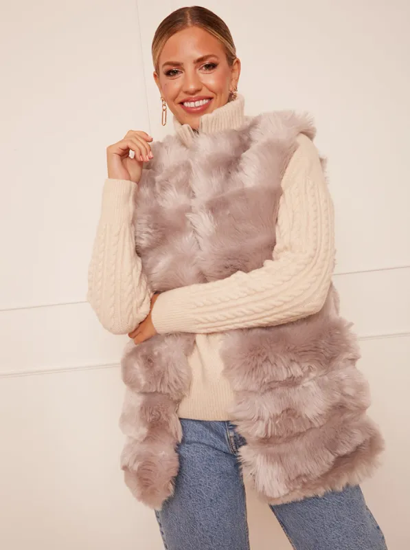 Faux Fur Gilet in Silver sold by Chi Chi London