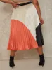 Plus Size High Waist Colour Block Pleated Midi Skirt in Multi sold by Chi Chi London