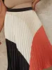 Plus Size High Waist Colour Block Pleated Midi Skirt in Multi sold by Chi Chi London