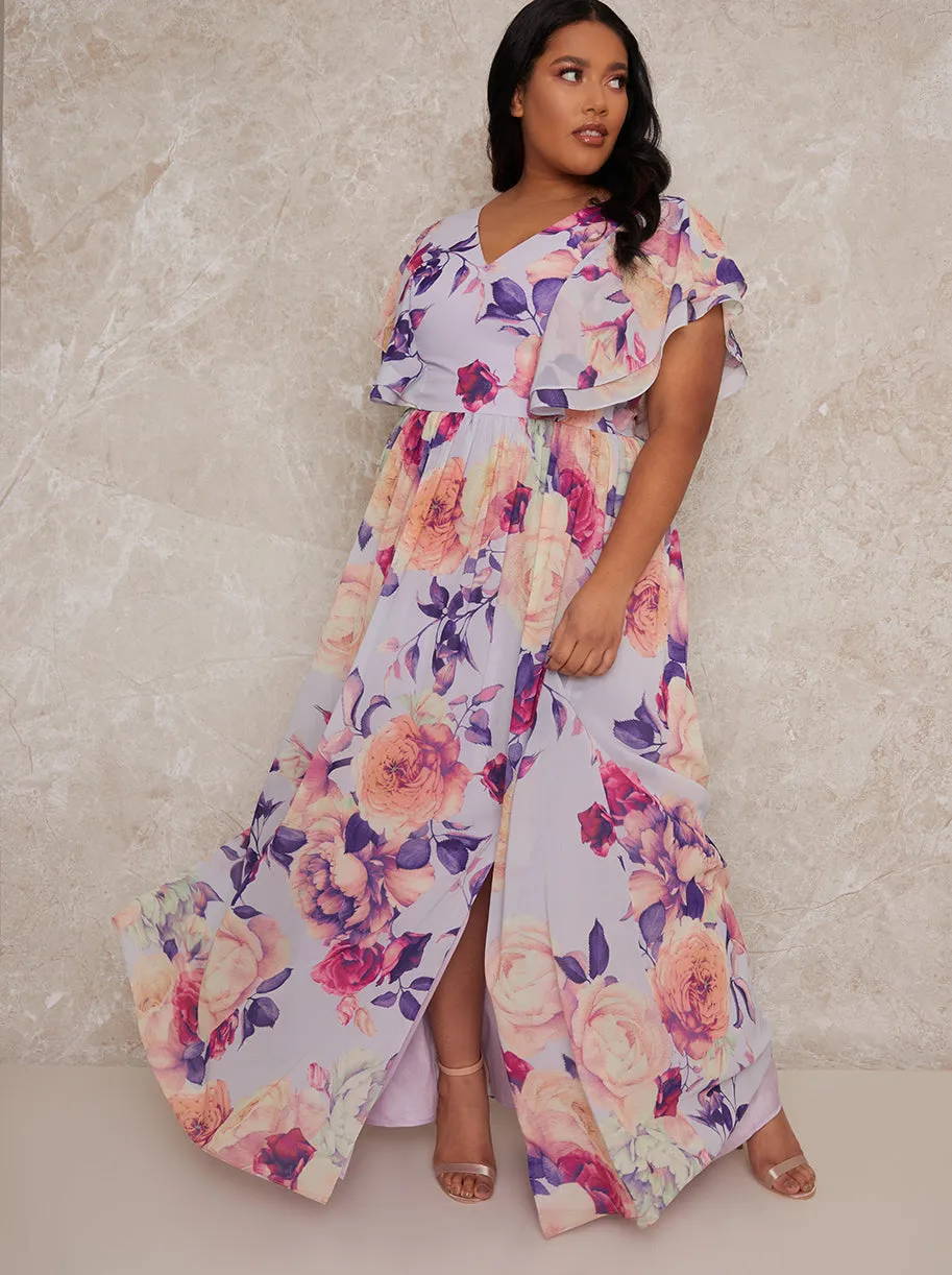 Plus Size Ruffle Floral Frill Maxi Dress sold by Chi Chi London