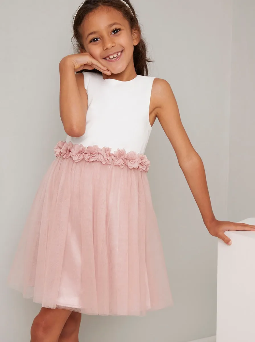 Girls 3D Flower Tulle Party Dress in Multi sold by Chi Chi London