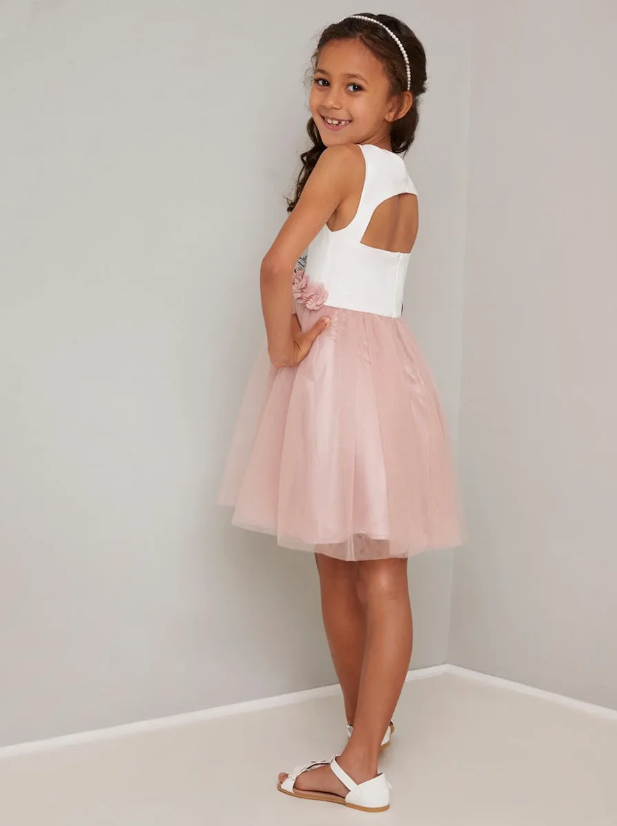 Girls 3D Flower Tulle Party Dress in Multi sold by Chi Chi London product image thumbnail 4