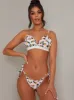 Frill Detail Side Tie Print Bikini Bottoms in Multi sold by Chi Chi London