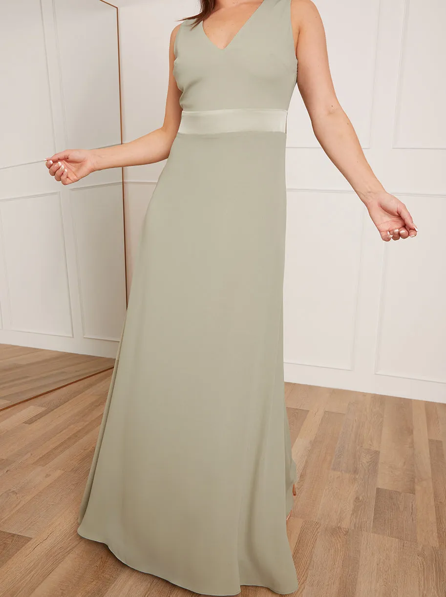 Petite Cut-Out Bow Back Maxi Dress in Sage sold by Chi Chi London product image thumbnail 5