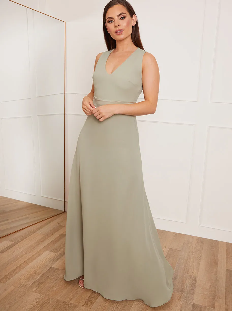 Petite Cut-Out Bow Back Maxi Dress in Sage sold by Chi Chi London product image thumbnail 4