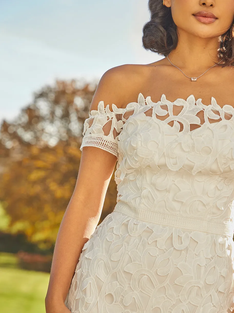 Bardot Premium Lace Bodycon Dress in White sold by Chi Chi London product image thumbnail 3