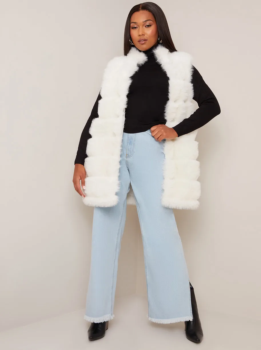 Faux Fur Stripe Gilet in Cream sold by Chi Chi London product image thumbnail 4