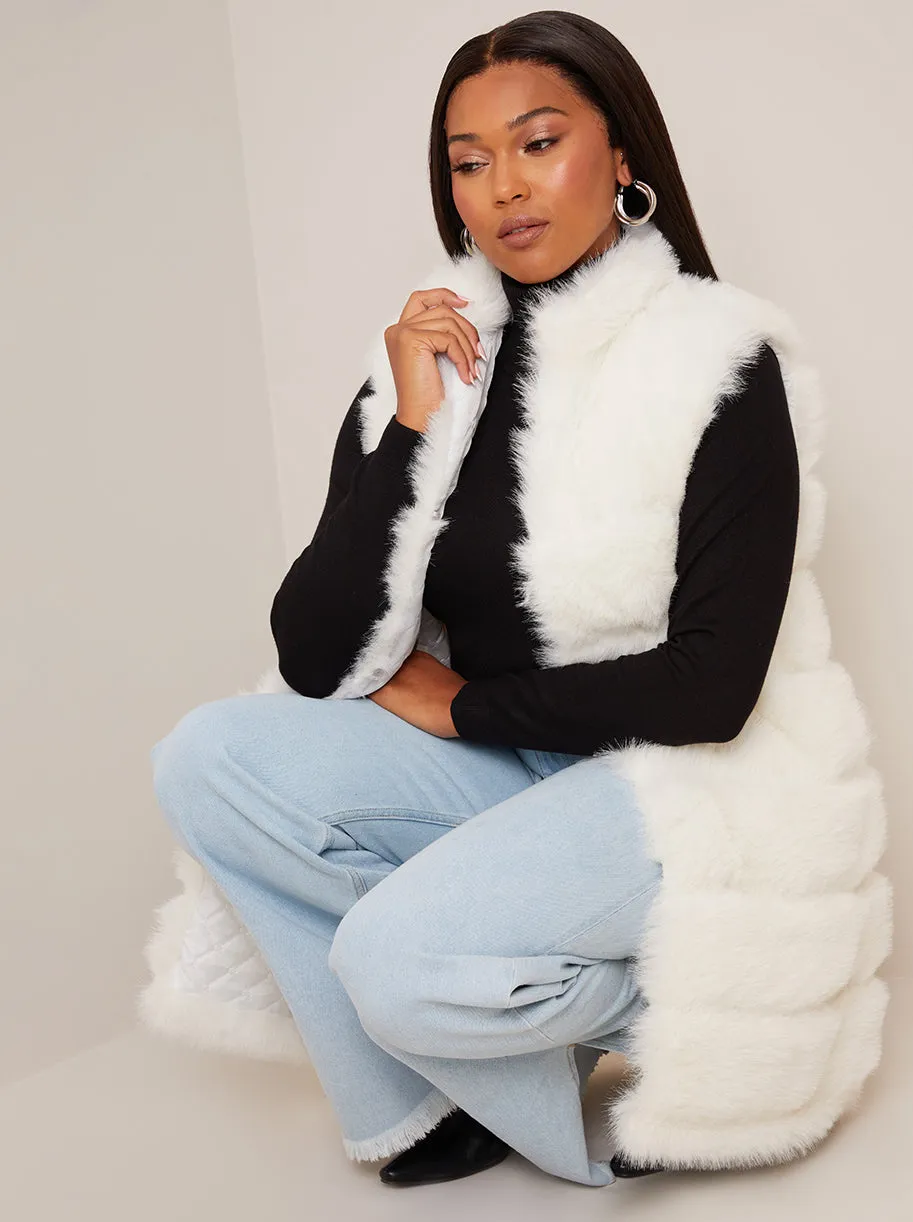 Faux Fur Stripe Gilet in Cream sold by Chi Chi London product image thumbnail 2