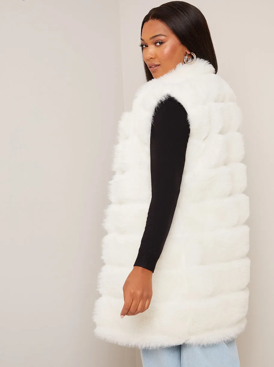 Faux Fur Stripe Gilet in Cream sold by Chi Chi London product image thumbnail 3