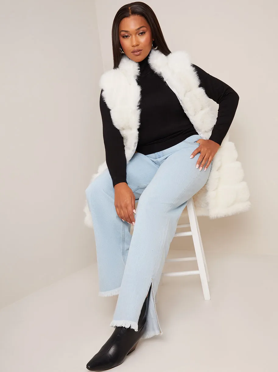 Faux Fur Stripe Gilet in Cream sold by Chi Chi London product image thumbnail 5