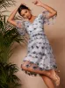 V Neck Floral Embroidered Lace Midi Dress in Blue sold by Chi Chi London