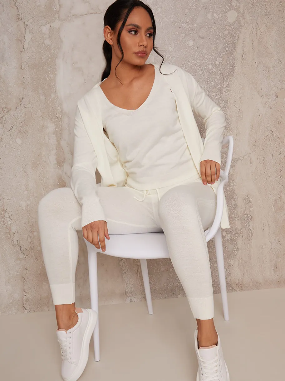 3 Piece Cardigan Loungewear Set in Cream sold by Chi Chi London product image thumbnail 3