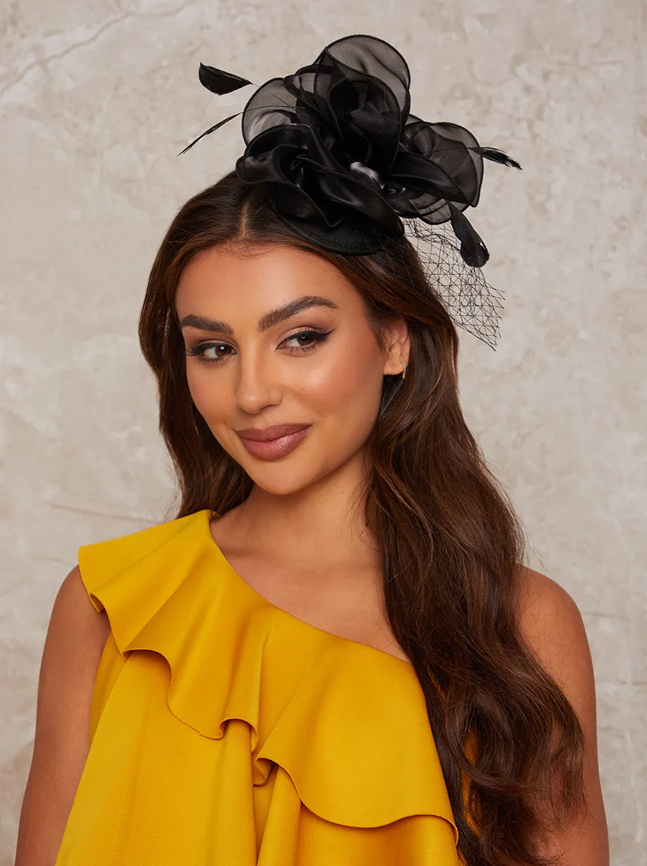 Feather Detail Fascinator in Black sold by Chi Chi London