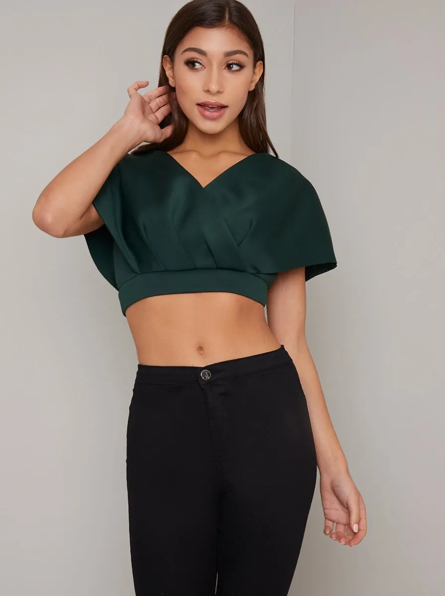 Wrap Detail Crop Top in Green sold by Chi Chi London product image thumbnail 2