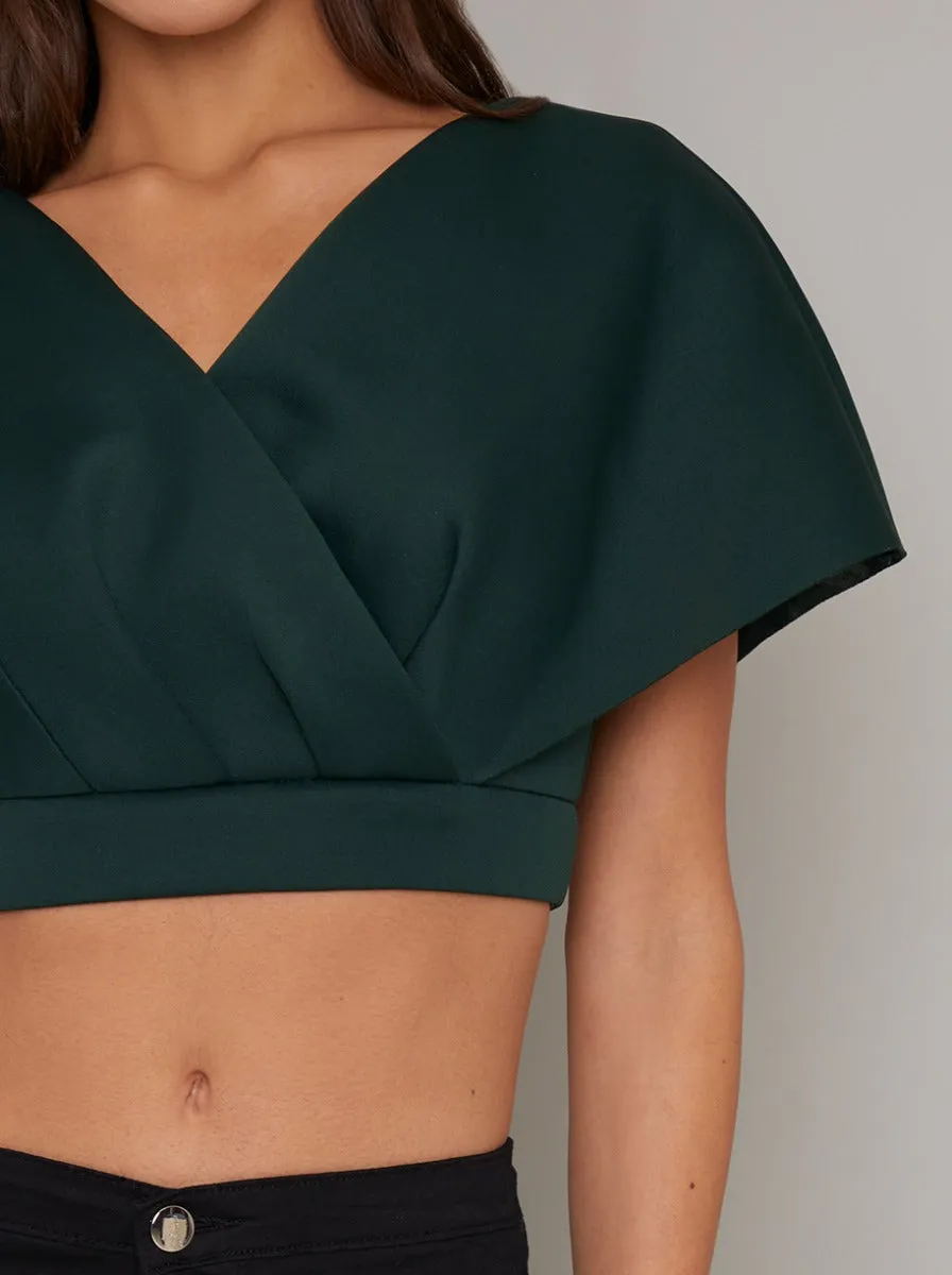 Wrap Detail Crop Top in Green sold by Chi Chi London product image thumbnail 3