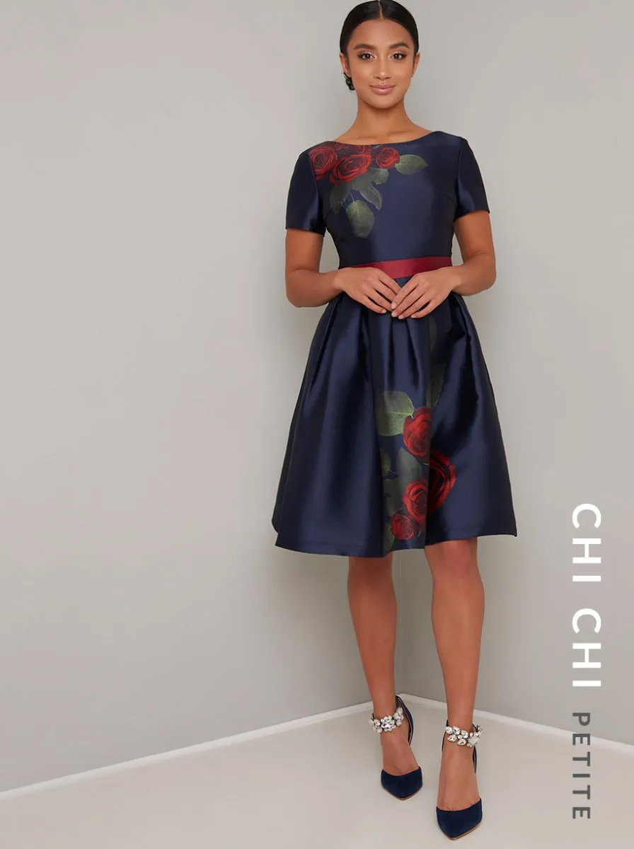 Petite Short Sleeved Bold Print Midi Dress in Blue sold by Chi Chi London product image thumbnail 2