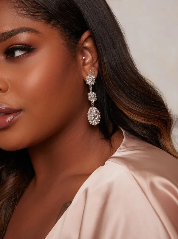 Gemstone Drop Earrings in Silver made by Chi Chi London