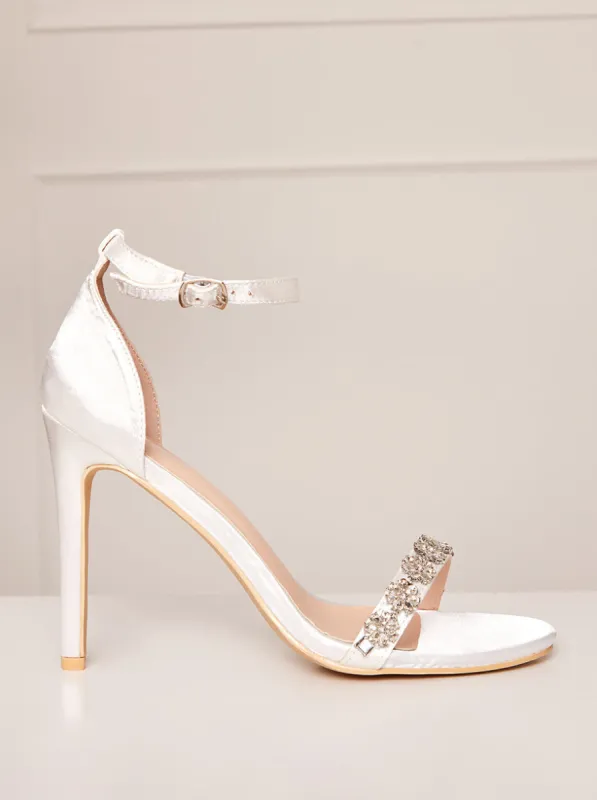 High Heel Diamante Strap Sandals in White sold by Chi Chi London