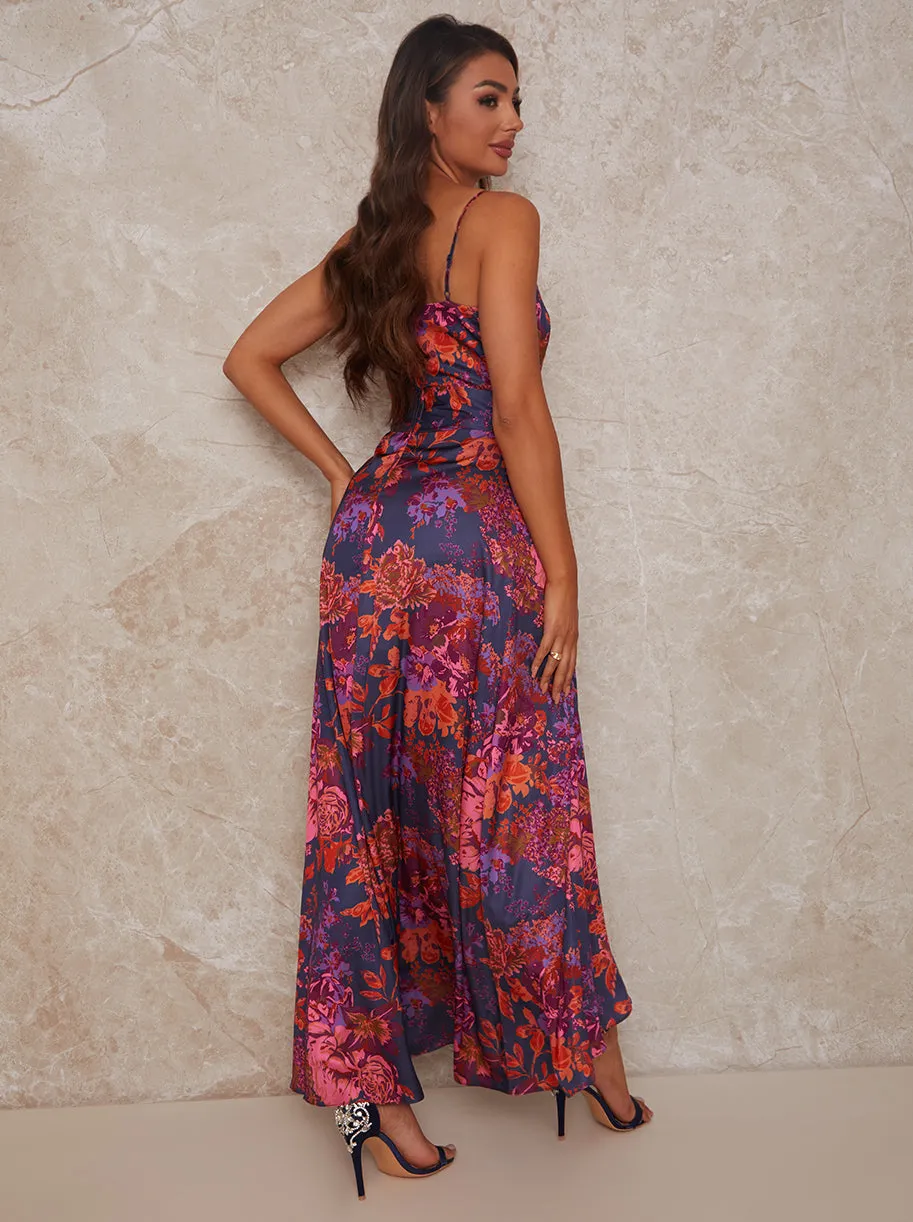 Floral Cami Dip Hem Midi Dress in Multi sold by Chi Chi London product image thumbnail 5