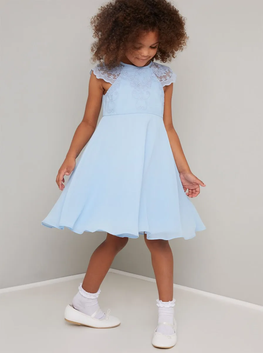 Girls Lace Cap Sleeve Midi Dress in Blue sold by Chi Chi London product image thumbnail 3