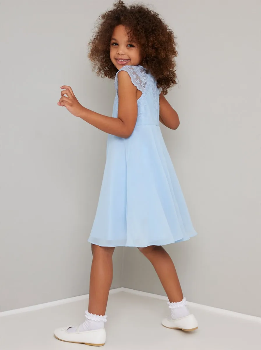 Girls Lace Cap Sleeve Midi Dress in Blue sold by Chi Chi London product image thumbnail 4