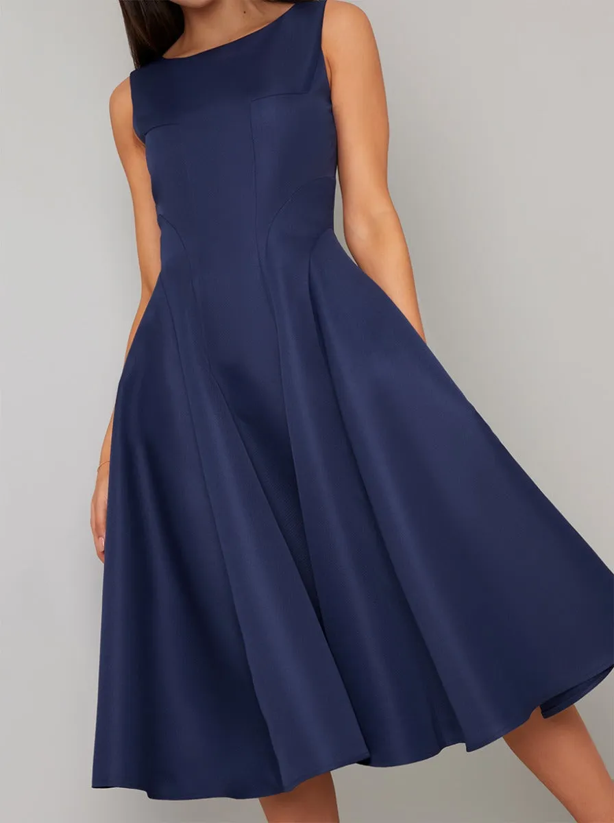 High Neckline Plain Midi Dress in Blue sold by Chi Chi London product image thumbnail 2