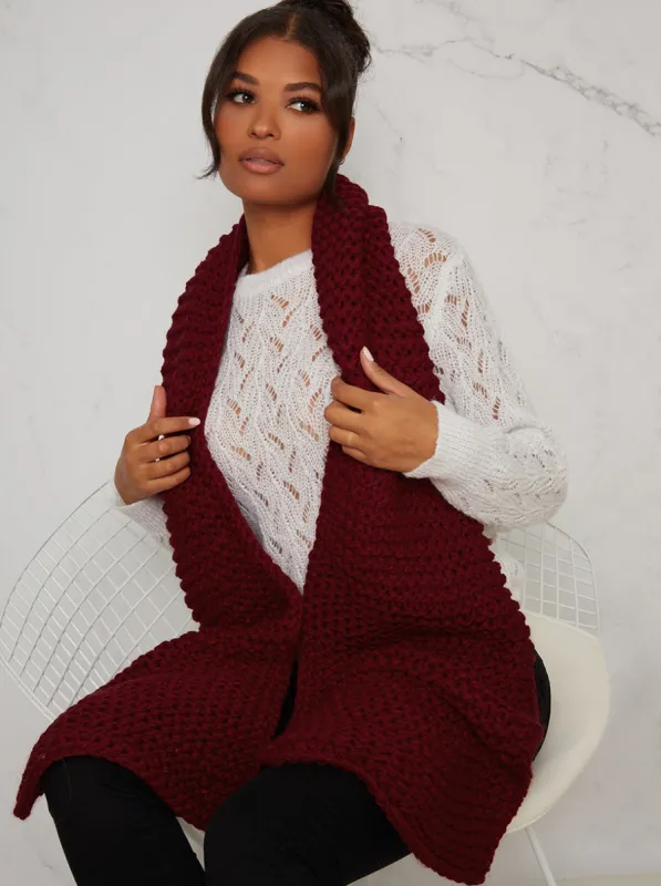 Chunky Knit Scarf in Red sold by Chi Chi London