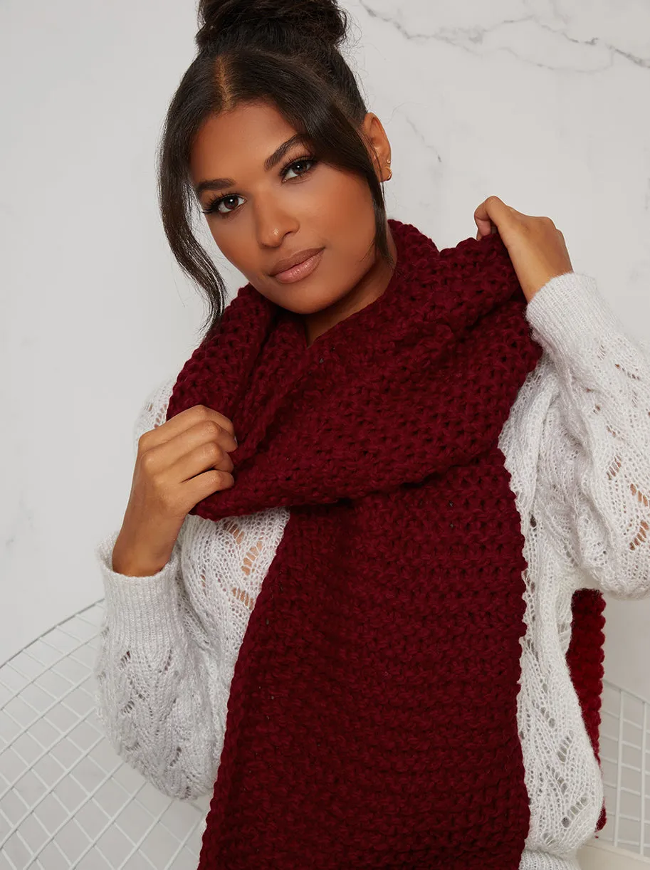 Chunky Knit Scarf in Red sold by Chi Chi London product image thumbnail 2