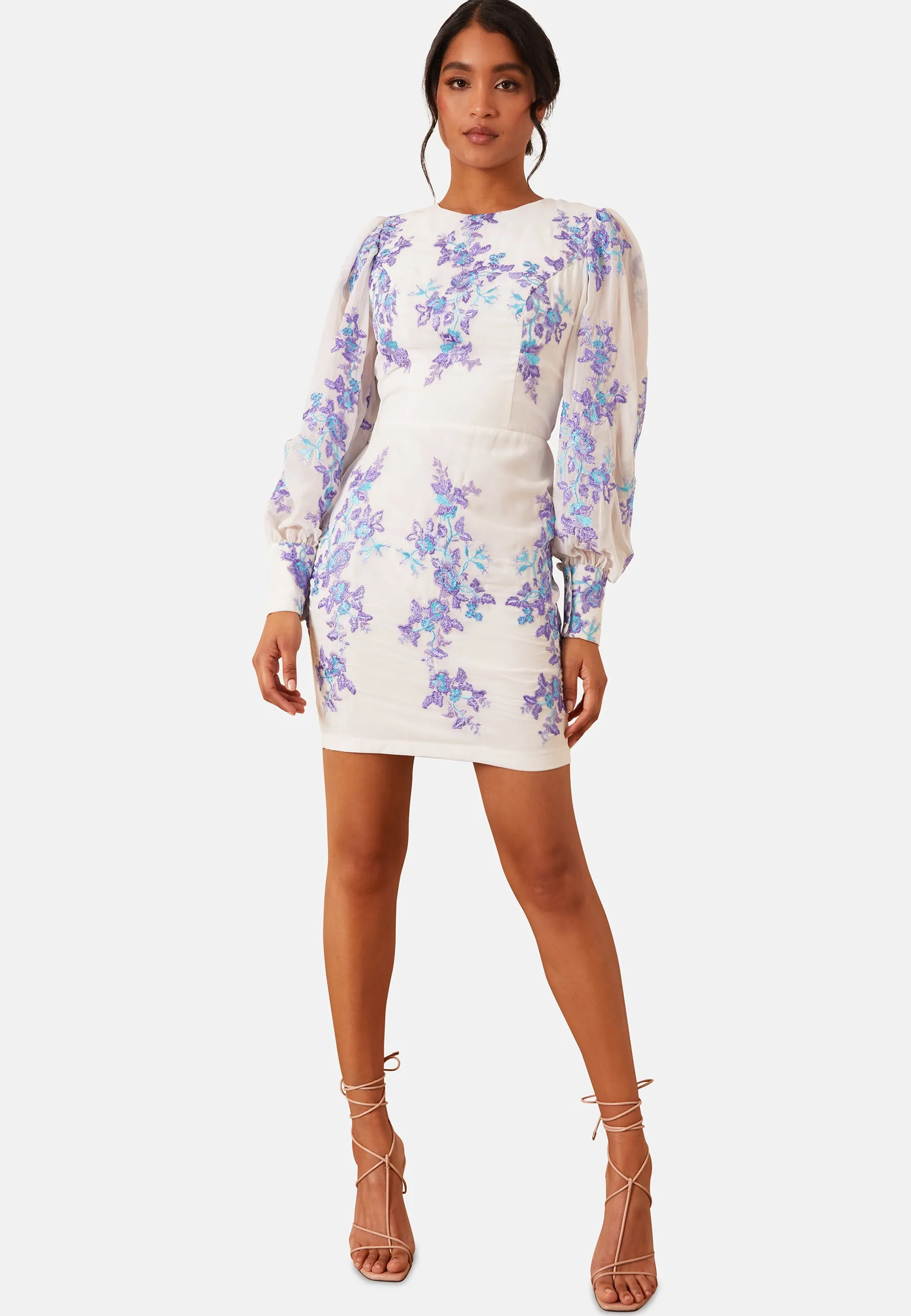 Floral Embroidered Mini Dress in White sold by Chi Chi London product image thumbnail 5