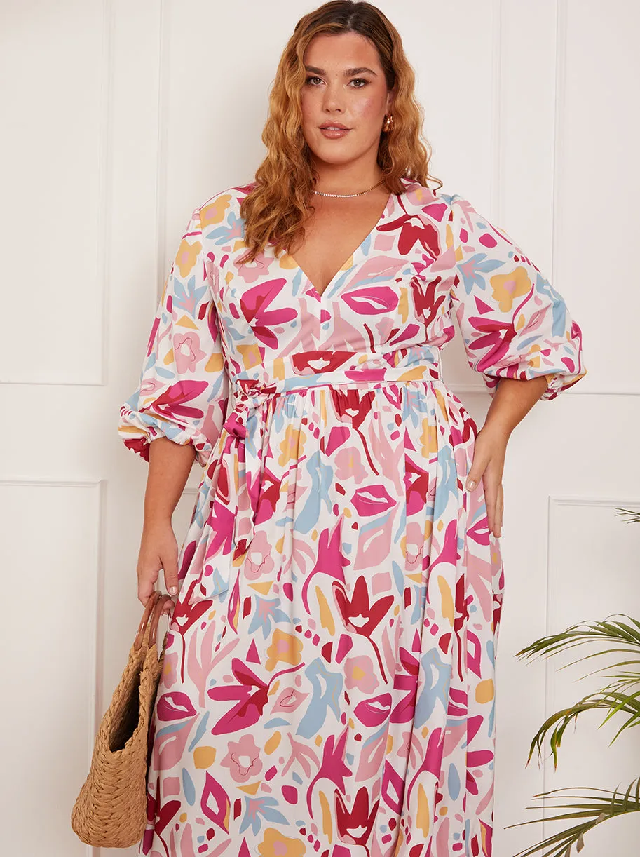 Plus Size Floral Print Wrap Maxi Dress in Pink sold by Chi Chi London product image thumbnail 4