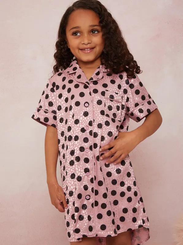 Girls Spot Print Night Dress in Pink sold by Chi Chi London