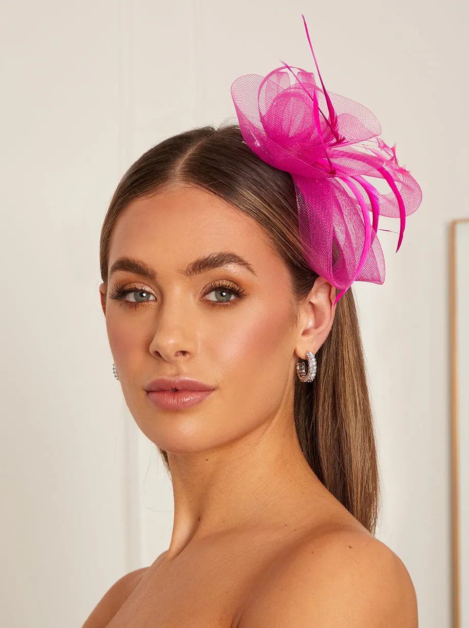 Mesh Feather Detail Fascinator in Pink sold by Chi Chi London product image thumbnail 3
