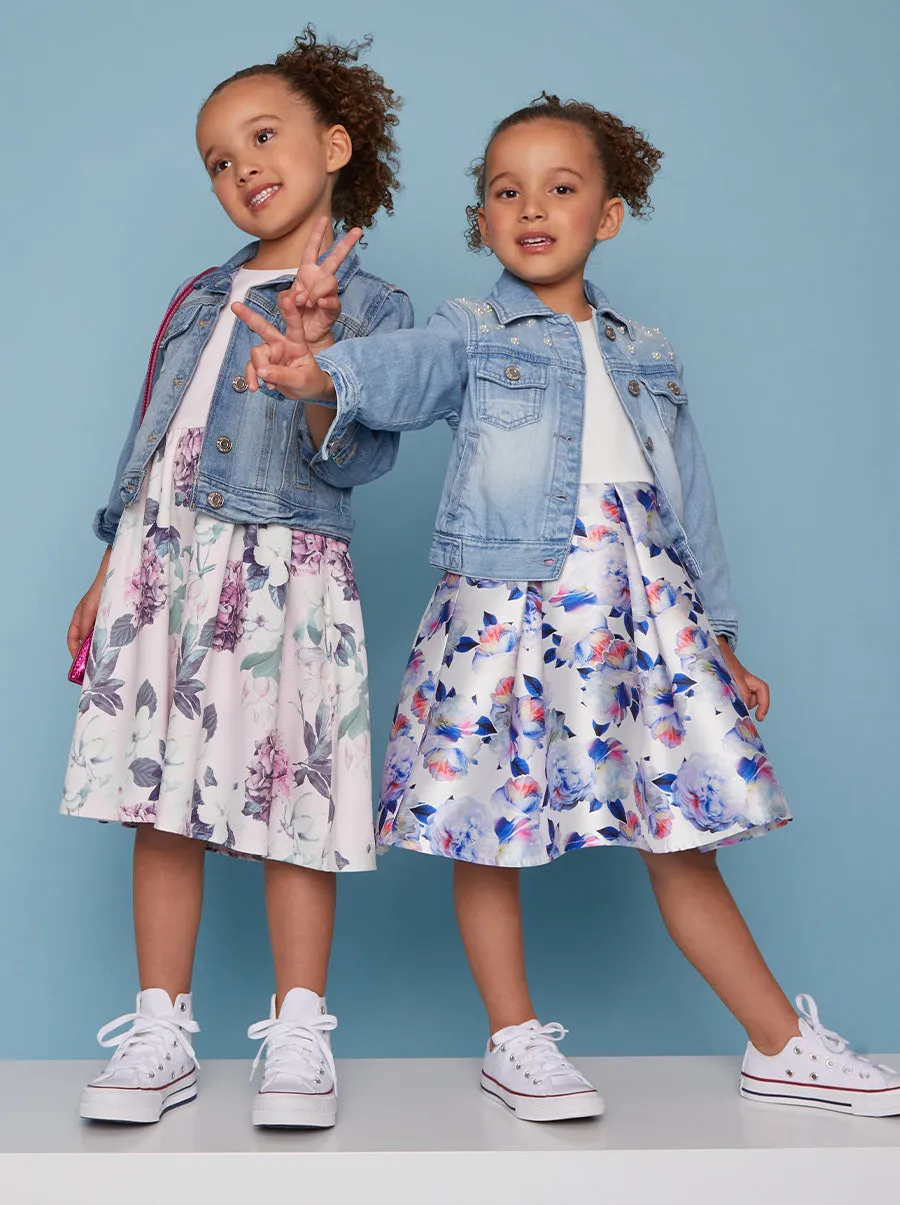 Girls Ruffle Sleeve Floral Print Midi Dress in White sold by Chi Chi London product image thumbnail 5