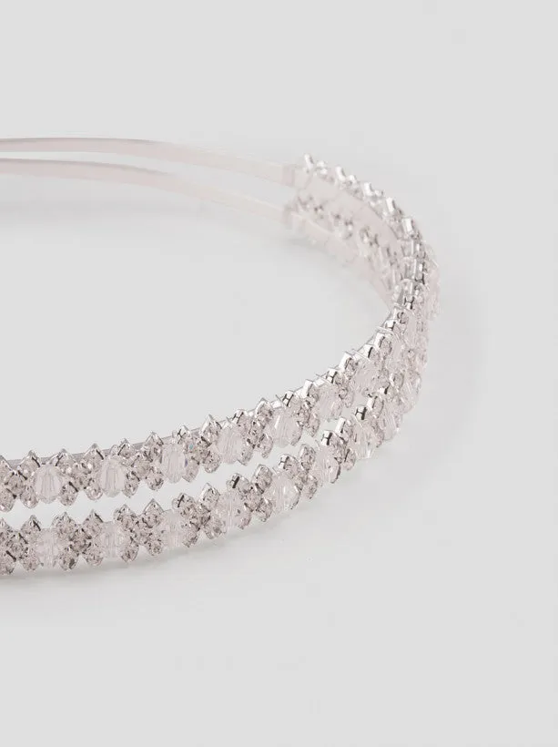 Diamante Faux Pearl Headband in Silver sold by Chi Chi London